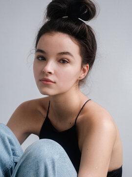 Beautiful young girl model brunette