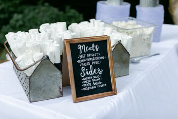A Blackboard of Menu Items at a Wedding Reception