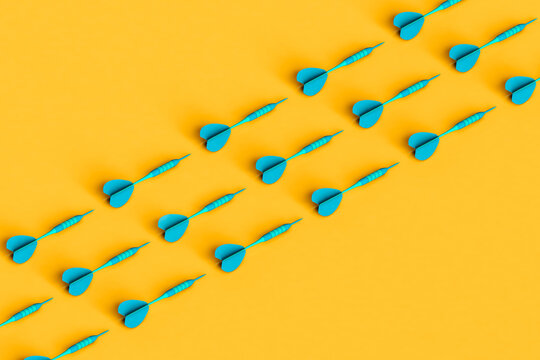 rows of blue darts