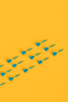 rows of blue darts