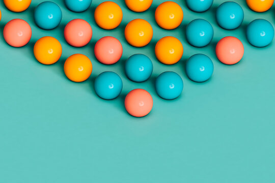 triangle of colorful spheres