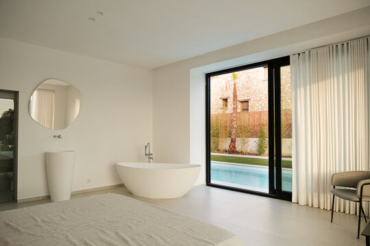 Luxury bathroom integrated in bedroom