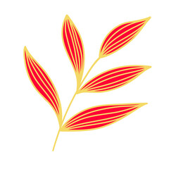 Gold Leaves Line Art