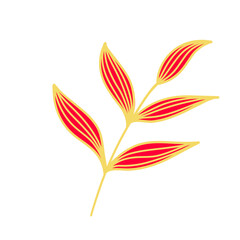 Gold Leaves Line Art