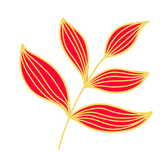 Gold Leaves Line Art