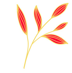 Gold Leaves Line Art