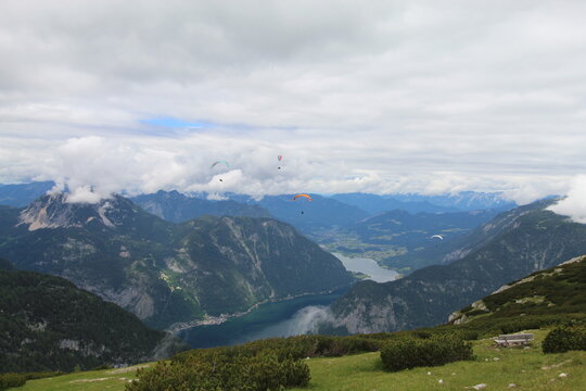 Paragliders in the mountains