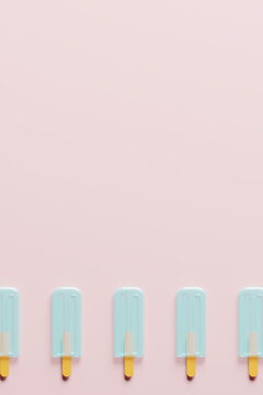 Colorful Ice cream popsicle pattern on pastel pink background.