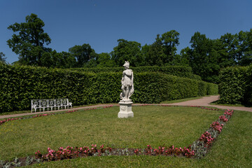 white statue in the public park flowers garden park 