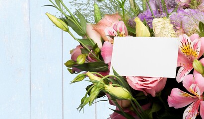 Blank empty Card With Mixed Flower Bouquet
