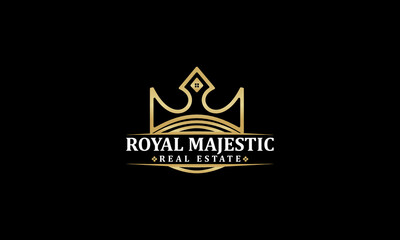 logo illustration vector graphic of crown combined with home, luxury style suitable for real estate company.