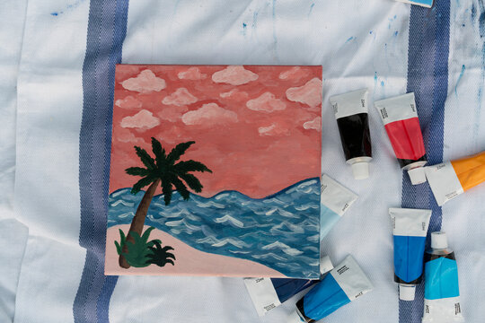 Palm tree on an island 