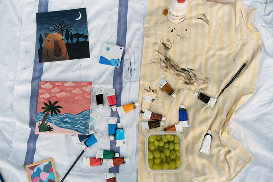 Paintings in a creative mess