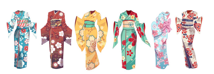 Traditional Asian clothes kimono. Summer clothing - yukata - obrazy, fototapety, plakaty