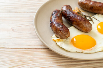 double fried egg with pork sausage