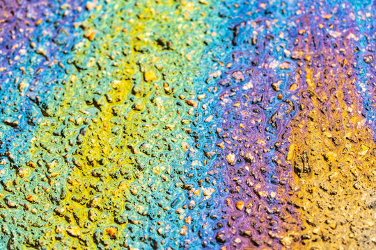 Diesel rainbow colors close up.
