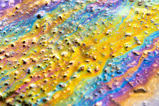 Diesel rainbow colors close up.