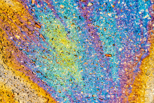 Diesel rainbow colors close up.
