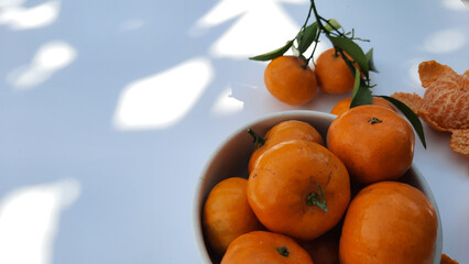 Fototapeta na wymiar Mandarin oranges isolated on white background, Flat Lay 03