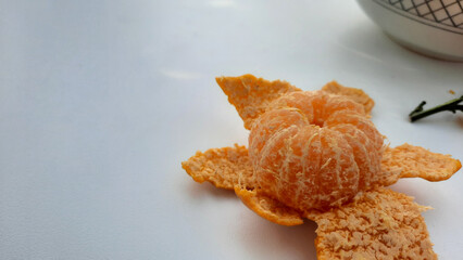 Peeled mandarin oranges isolated on white background 04