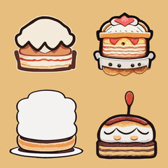 Cute chef cake food restaurant logo 2D hand drawn cartoon art vector 