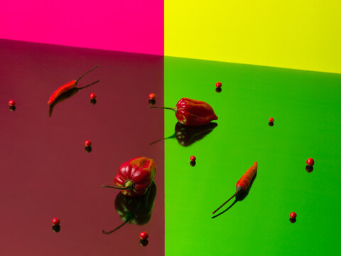 Colorful still life with chili peppers