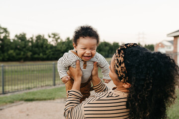  A young mother and her baby enjoying the outdoors