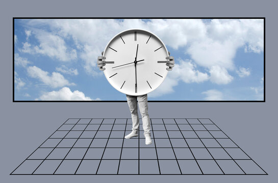 Standing Man Holding Big Clock