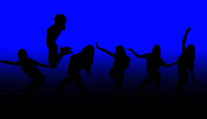 Fototapeta na wymiar silhouettes of people dancing