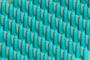 pattern of blue reusable water bottles