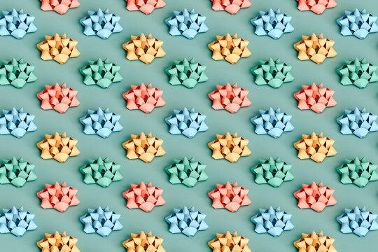 isometric pattern of many christmas ribbons