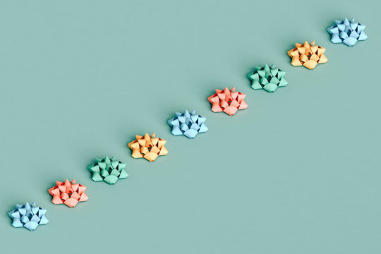 a row of colorful christmas ribbons