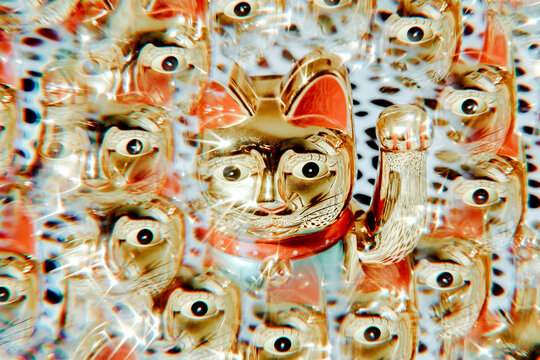 kaleidoscopic image of a chinese lucky cat