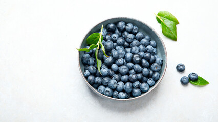 Fresh blueberry on neutral background.