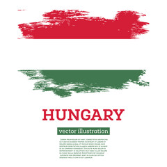 Hungary Flag with Brush Strokes. Independence Day.