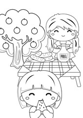 Kids Barbeque Party Coloring Pages A4 for Kids and Adult