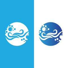 Ocean Waves Logo Design, Beach Icon Illustration