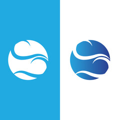 Ocean Waves Logo Design, Beach Icon Illustration