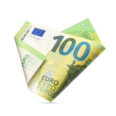 Hundred euro bill isolated on white.