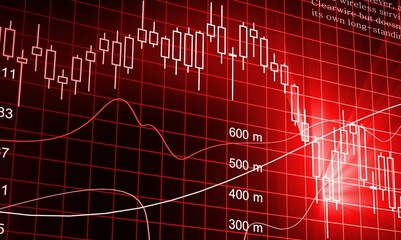 The red crashing market volatility of crypto trading with technical graph and indicator, red...