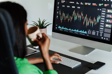 Woman working on computer in office