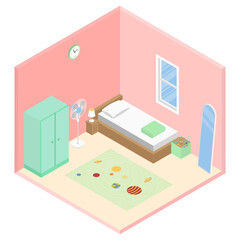 Isometric Kids Bedroom