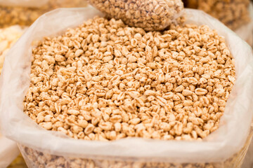 Picture of traditional Peruvian wheat snack. Food concept and traditions of South America.