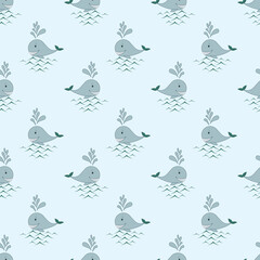 Seamless background with whale