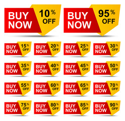 Sale and discount labels on white background