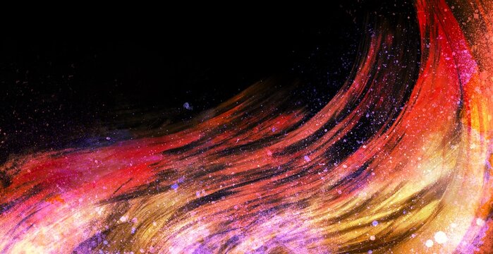 燃え上がる炎の背景素材 抽象的 手描き ネオンカラー ピンク