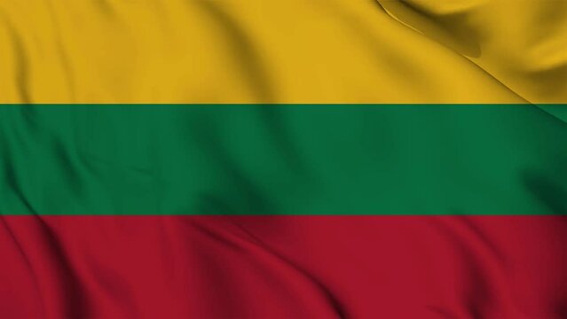 Lithuania flag waving looping footage Full 4K (3840 x 2160) Realistic Lithuania Flag Looping background. Looping Closeup Full 4K (3840 x 2160) footage. Lithuania country flags. March 11 2023