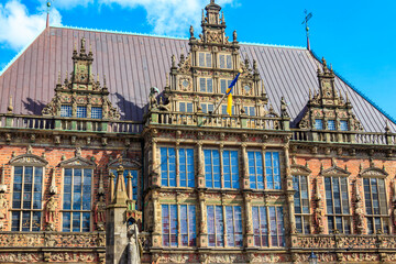 Fototapeta na wymiar Bremen City Hall or Rathaus in the old town of Bremen, Germany