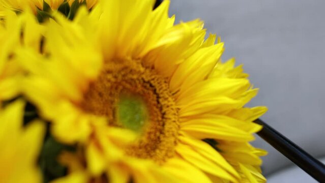 beautiful bouquet of flowers from yellow sunflowers