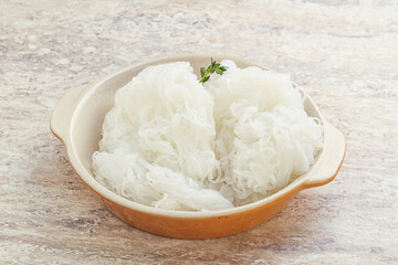 Glass asian noodles in the bowl